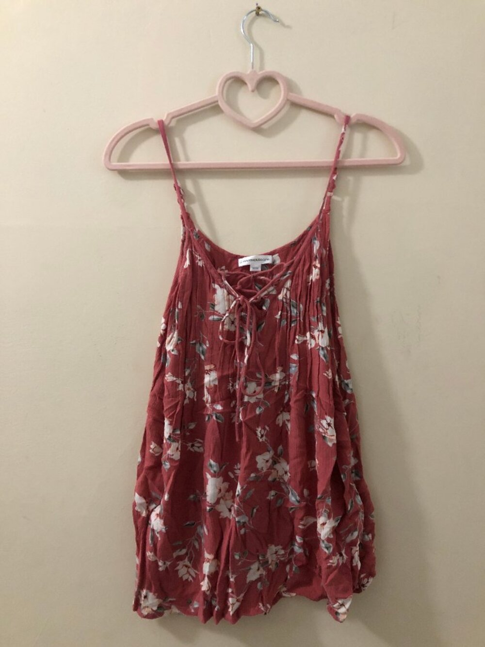 Floral Red Spaghetti Strap Blouse